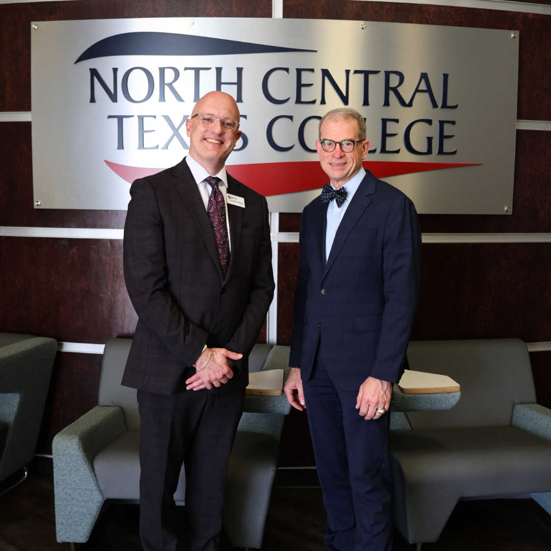 NCTC Chancellor, Dr. Brent Wallace and Dr. Wynn Rosser, Commissioner of the Texas Higher Education Coordinating Board at Corinth Campus